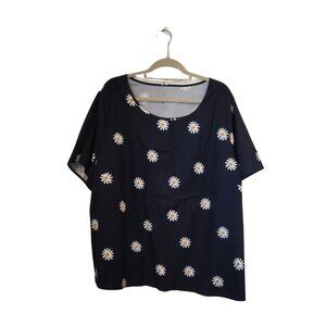 Emery Rose Daisy Print Short Sleeve Blouse – Size 4XL